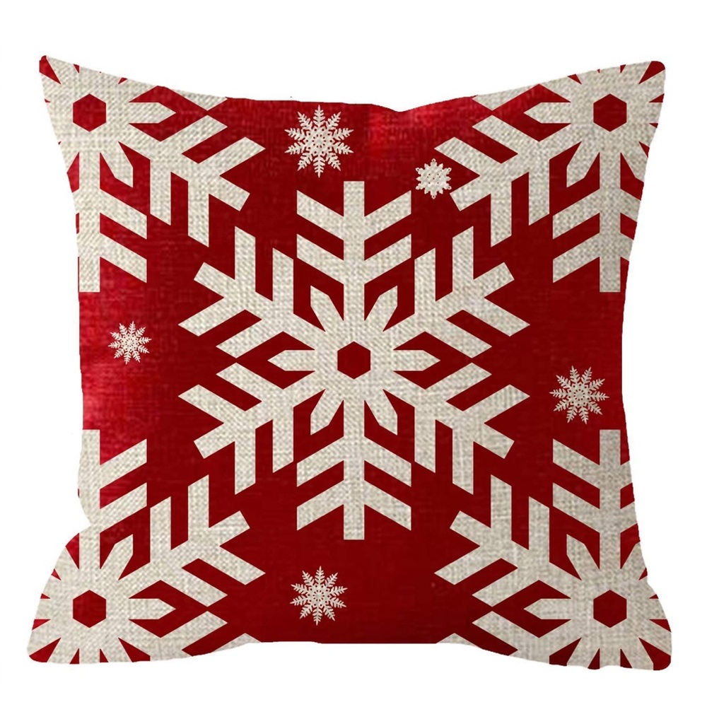 Red Snowflake Holiday Pillow Cover LARGE 26x26” (1-count)
